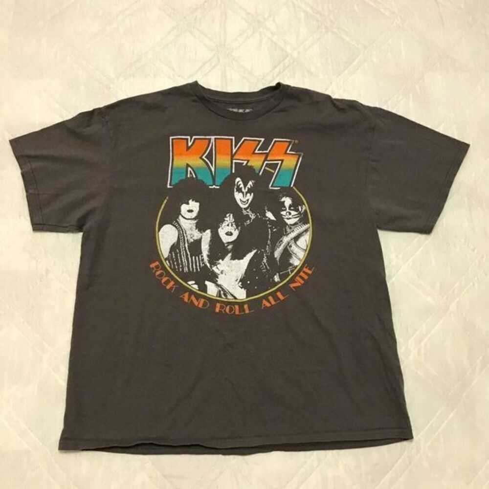 KISS Rock and Roll All Nite gray T shirt XL